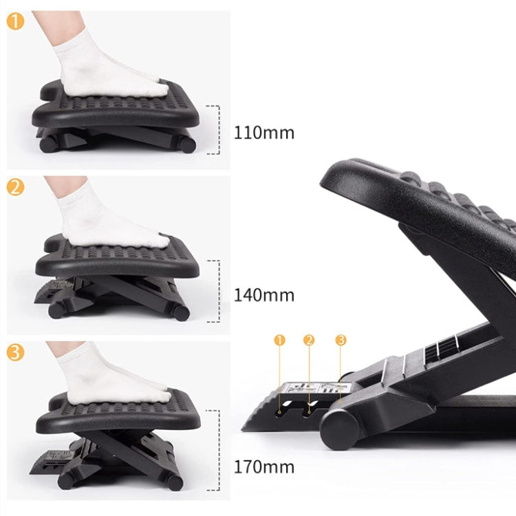 Office Adjustable Massage Foot Pedal Children Step Stool Pregnant Women Massage Mat, Adjustable Black