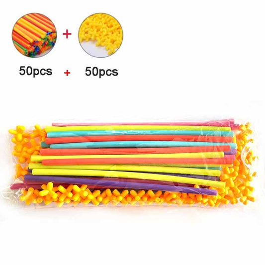 Blocs de construction 4D en plastique à assembler soi-même avec des pailles&nbsp;: jouets d'éveil amusants et interactifs, 50 tubes + 50 connecteurs, 100 tubes + 50 connecteurs, 100 tubes + 100 connecteurs, 150 tubes + 150 connecteurs, 200 tubes + 200 connecteurs, 250 tubes + 250 connecteurs…