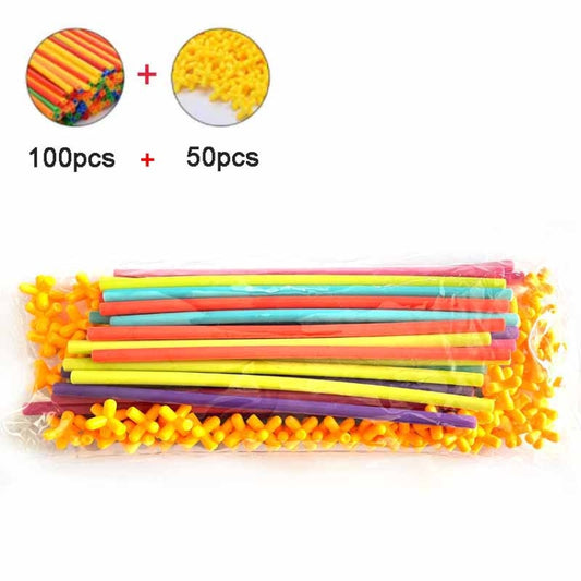 Blocs de construction 4D en plastique à assembler soi-même avec des pailles : jouets d'éveil amusants et interactifs, 50 tubes + 50 connecteurs, 100 tubes + 50 connecteurs, 100 tubes + 100 connecteurs, 150 tubes + 150 connecteurs, 200 tubes + 200 connecteurs, 250 tubes + 250 connecteurs…