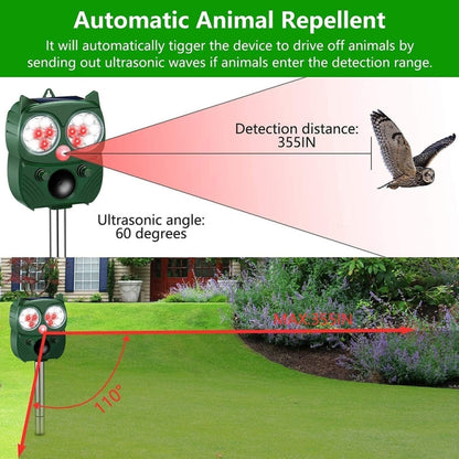 Répulsif Solaire Ultrasonique Anti-Rats d'Extérieur, Répulsif Multifonctionnel à Capteur Infrarouge, 14 LED