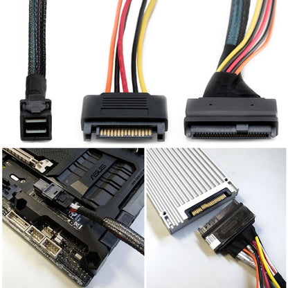 Mini SAS 36P HD8643 To MINI SAS 8639+ 15P Power Hard Drive Data Cable, 36P HD8643 To MINI SAS 8639+ 0.5m, 36P HD8643 To MINI SAS 8639+ 0.75m