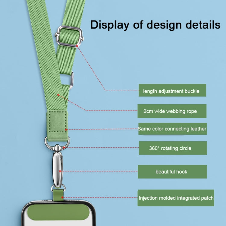 Mobile Phone Messenger Lanyard Adjustable Wide Hanging Neck Sling, Matcha Green, Gem Blue, Dark Purple, Orange, Silver, Classic Black