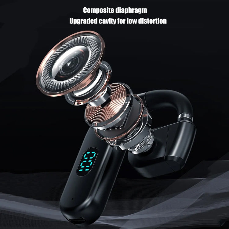 T50 Bluetooth 5.3 Wireless Headphone Single Ear Digital Display Stereo Earbuds, Color Boxed
