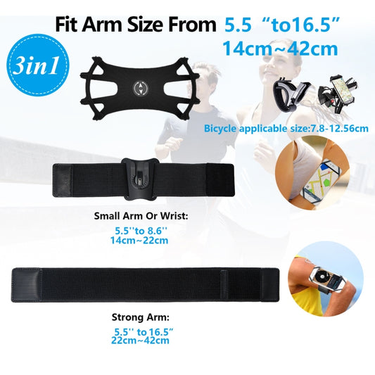 3 In 1 Disassembered Rotating Arm Belt Bag Sports Phone Bag Bracket For 4.5-7 inch Phones, 3 In 1