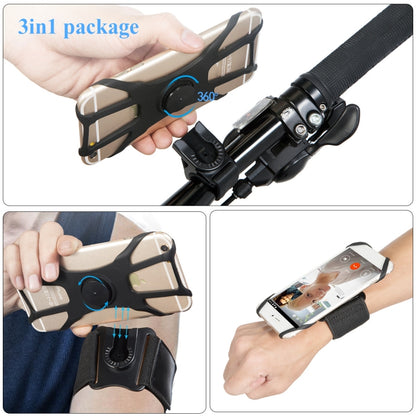 3 In 1 Disassembered Rotating Arm Belt Bag Sports Phone Bag Bracket For 4.5-7 inch Phones, 3 In 1