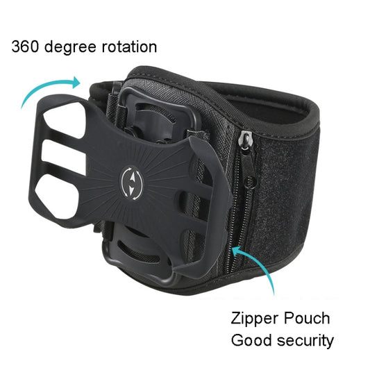 For 4.5-7 inch Phone Zipper Pocket Removable Rotating Arm Belt Bag Running Riding Phone Case