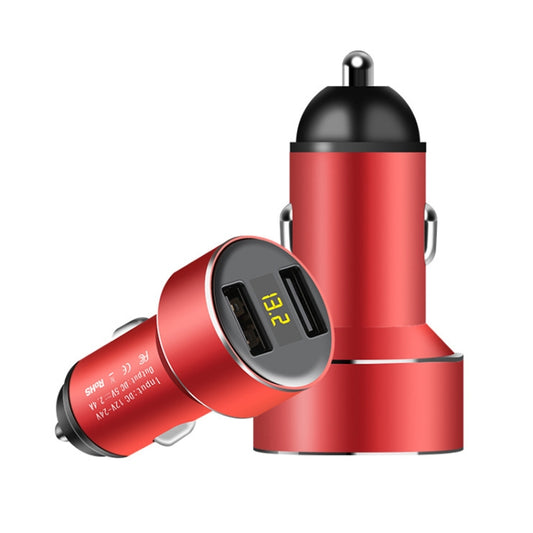 Mini chargeur de voiture multifonctionnel double USB avec affichage numérique, noir, gris, rouge