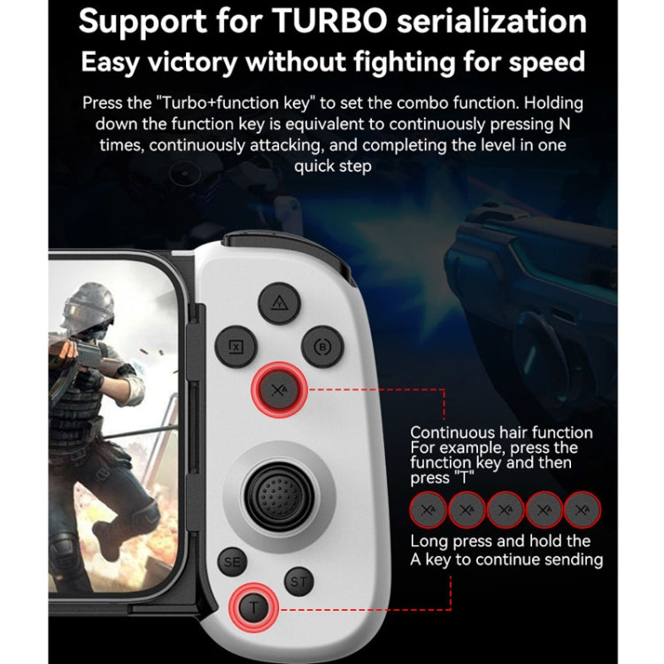 D6  Bluetooth Retractable Gamepad Dual Hall Six-Axis Somatosensory For Android/IPhone /Switch, D6 Black, D6 White Black, D6 White Red