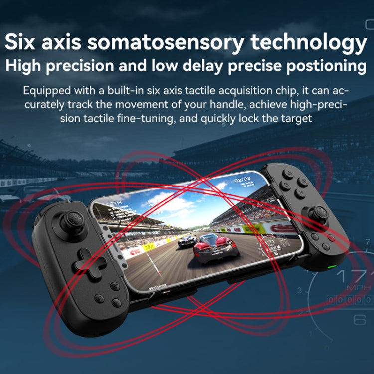 D6  Bluetooth Retractable Gamepad Dual Hall Six-Axis Somatosensory For Android/IPhone /Switch, D6 Black, D6 White Black