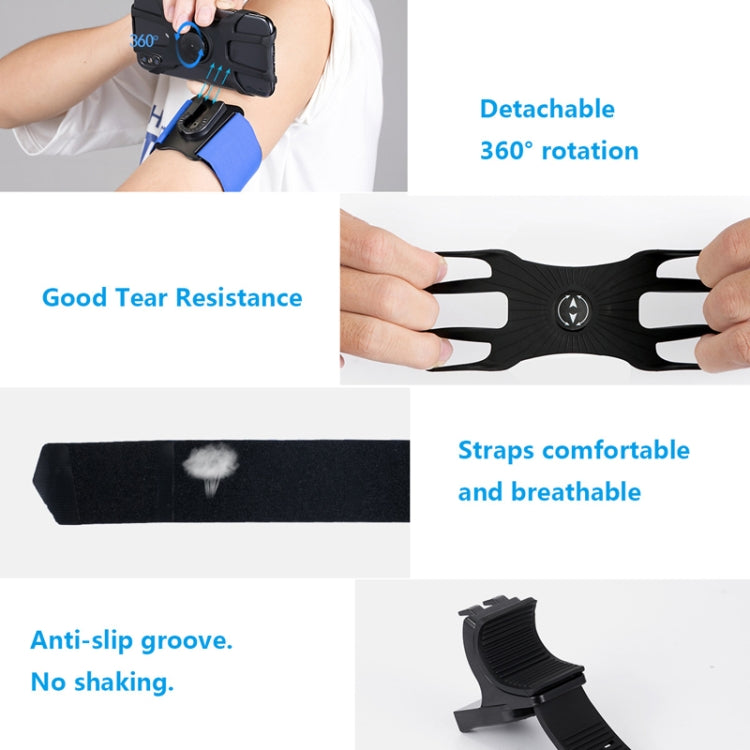 3 In 1 Four Jaws Detachable Swivel Arm Wrist Strap Bicycle Holder For 4.5-6.5 inch Phones, 3 In 1 (Blue), 3 In 1 (Black)