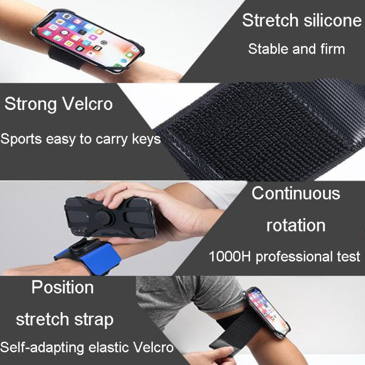 3 In 1 Four Jaws Detachable Swivel Arm Wrist Strap Bicycle Holder For 4.5-6.5 inch Phones, 3 In 1 (Blue), 3 In 1 (Black)