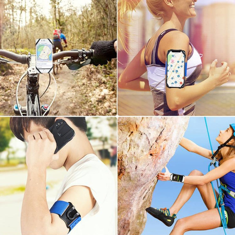 3 In 1 Four Jaws Detachable Swivel Arm Wrist Strap Bicycle Holder For 4.5-6.5 inch Phones, 3 In 1 (Blue), 3 In 1 (Black)