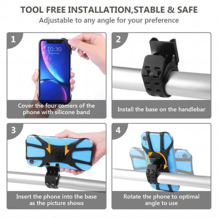Support de téléphone portable amovible pour vélo pour téléphones de 4,5 à 7 pouces, quatre griffes noir, huit griffes noir