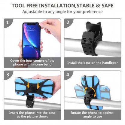 Support de téléphone portable amovible pour vélo pour téléphones de 4,5 à 7 pouces, quatre griffes noir, huit griffes noir
