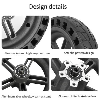 Pour trottinette électrique Xiaomi M365 Roue arrière 8,5 pouces Pneu plein alvéolé amortissant avec moyeu, 8,5 pouces