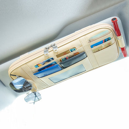 Car Driver License Storage Bag Sun Visor Sunglasses Card Holder, Beige, Gray, Black, Brown