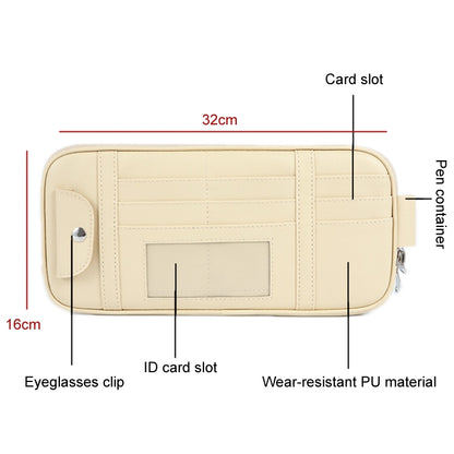 Car Driver License Storage Bag Sun Visor Sunglasses Card Holder, Beige, Gray, Black, Brown