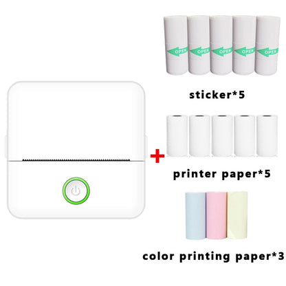 X6 200DPI Student Homework Printer Bluetooth Inkless Pocket Printer, Pink Printer Paper x1, White Printing Paper x1, Pink Printing Paper x5, White Printing Paper x5, Pink Sicker x5, White Sticker x5, Pink 5 Printer Paper+5 Stickers                     ...