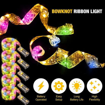 LED Christmas Tree Decoration Bronzing Ribbon Lights, 1m 10LEDs-Button Battery, 2m 20LEDs-Button Battery, 3m 30LEDs, 4m 40LEDs, 5m 50LEDs, 5m 50LEDs-USB, 5m 50LEDs with Flash, 5m 50LEDs USB+Remote, 5m 50LEDs 8-function+Remote, 10m 100LEDs with Flash   ...