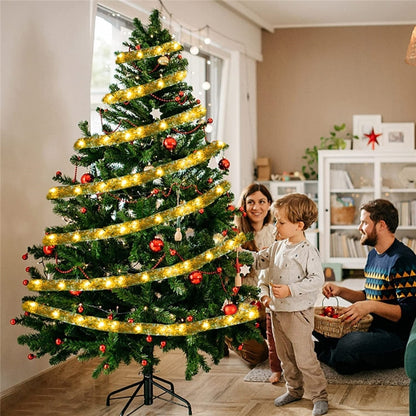 LED Christmas Tree Decoration Bronzing Ribbon Lights, 1m 10LEDs-Button Battery, 2m 20LEDs-Button Battery, 3m 30LEDs, 4m 40LEDs, 5m 50LEDs, 5m 50LEDs-USB, 5m 50LEDs with Flash, 5m 50LEDs USB+Remote, 5m 50LEDs 8-function+Remote, 10m 100LEDs with Flash   ...