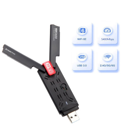 AX5400M 2.4G/5G/6G WIFI 6E Standard USB 3.0 Network Card WIFI Transmitter Receiver, Black, Red