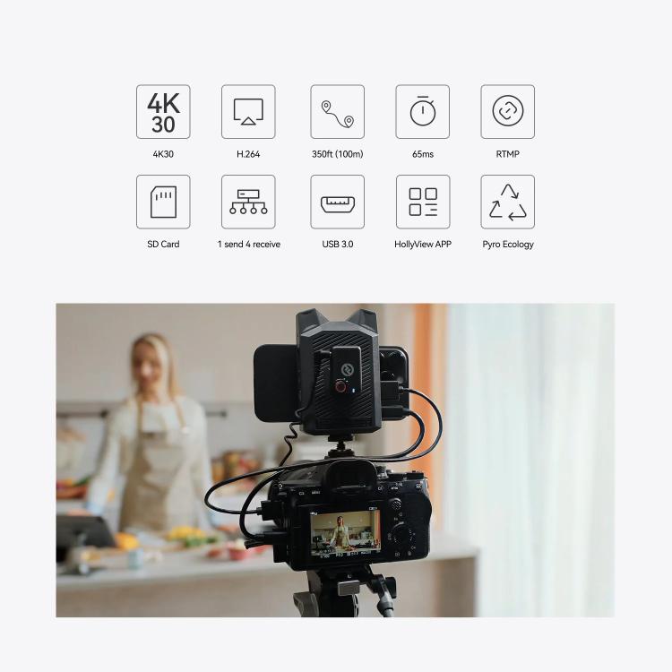 HOLLYLAND Vcore Wireless Video Transmitter 350ft Range & 0.065s Low Latency, 4-Phone Real-Time Monitoring