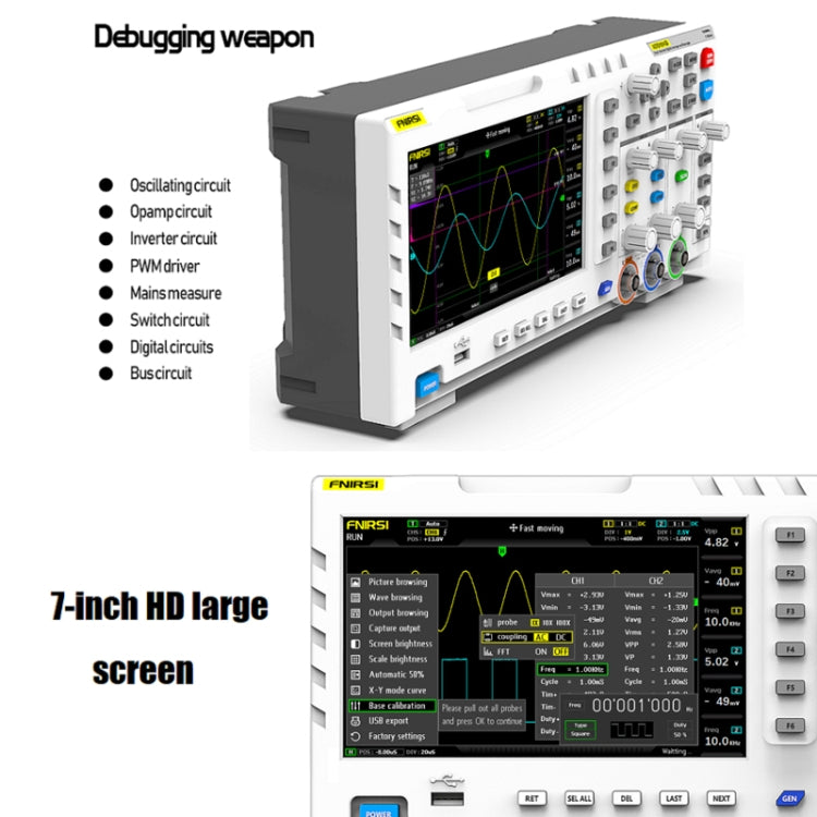FNIRSI 2 en 1 oscilloscope numérique double canal 100M de bande passante 1GS générateur de signaux d'échantillonnage, prise UE, 1014D, 1014D + Sonde P4100