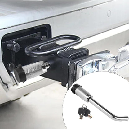 Car Latch Lock Trailer Tow Hook Anti-theft Padlock, Bending Silver, Direct Pipe Silver, Straight Pipe Black