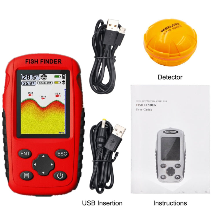 Wireless Ultrasonic Fish Finder Sonar Underwater Visual HD Angler Detector, FF998