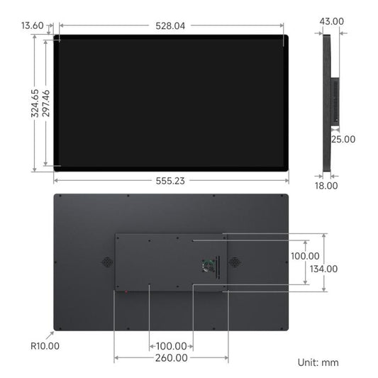 FHD Capacitive Touch Screen Monitor, 1920x1080 10-Point Touch With HDMI, Aluminum Shell, VESA Mount, Waveshare 23.8-inch, Waveshare 27-inch