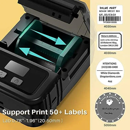Phomemo M120 Label Maker Barcode Printer Bluetooth Thermal Label Machine, Black, White, Orange