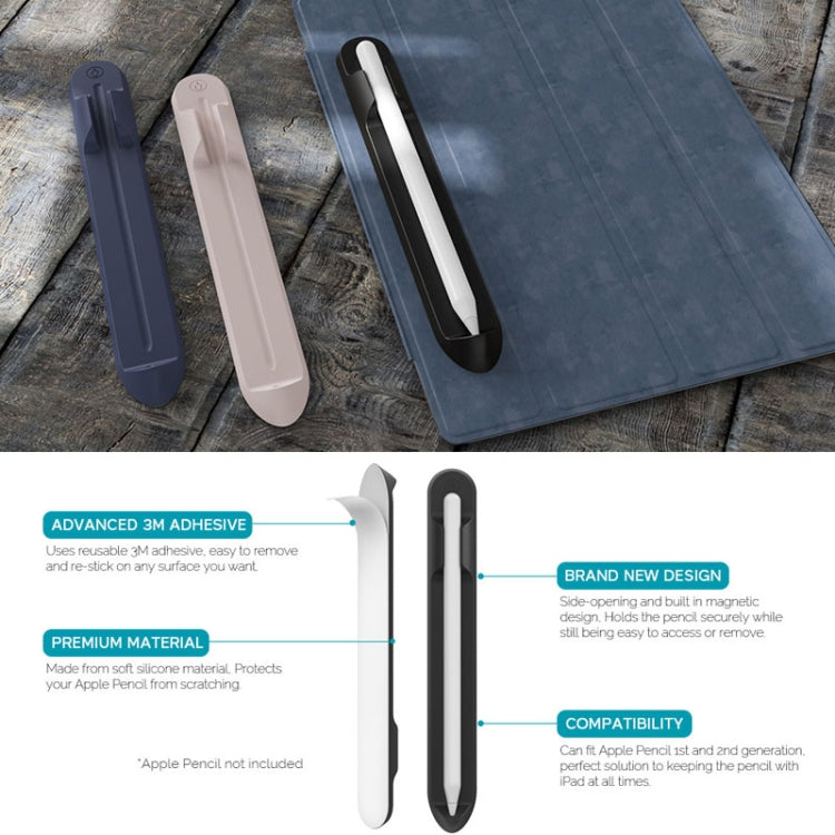 AhaStyle PT112 pour Apple Pencil 1/2 Stylo d'écriture manuel Rainure de rangement en silicone Support magnétique en silicone, PT112