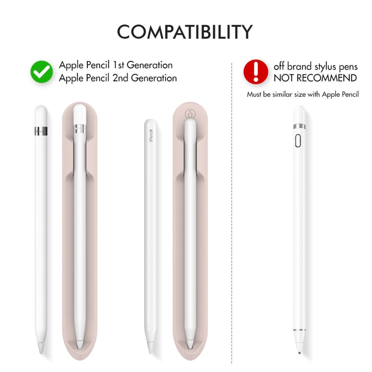 AhaStyle PT112 pour Apple Pencil 1/2 Stylo d'écriture manuel Rainure de rangement en silicone Support magnétique en silicone, PT112