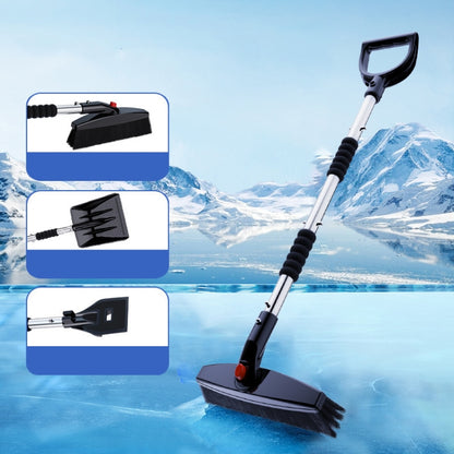 3-in-1 Car Snow Shovel Brush Kit Stainless Steel Retractable Ice Scraper, Silver, Black