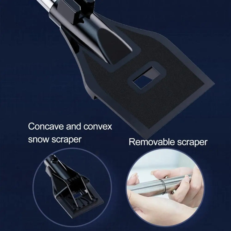 3-in-1 Car Snow Shovel Brush Kit Stainless Steel Retractable Ice Scraper, Silver, Black