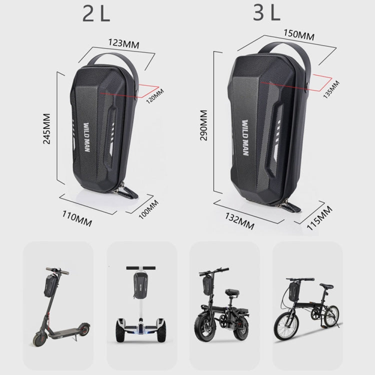 WILD MAN Scooter EVA Hard Shell Front Bag Folding Bicycle Quick Release Hanging Bag, GD9X 2L, GD9X Plus 3L