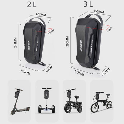 WILD MAN Scooter EVA Hard Shell Front Bag Folding Bicycle Quick Release Hanging Bag, GD9X 2L, GD9X Plus 3L