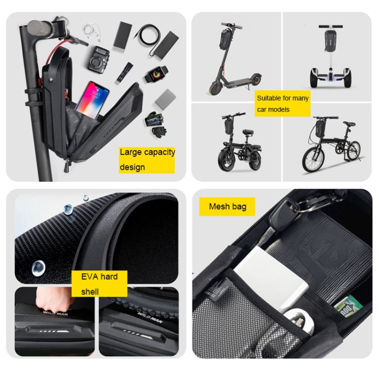 WILD MAN Scooter EVA Hard Shell Front Bag Folding Bicycle Quick Release Hanging Bag, GD9X 2L, GD9X Plus 3L