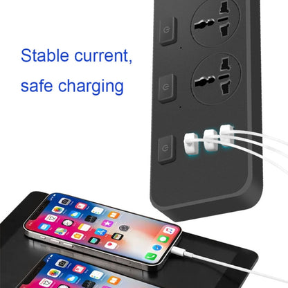 T14 2m 2500W 3 Plugs + 3-USB Ports Multifunctional Socket With Switch, UK Plug (Black), UK Plug (White), US Plug (Black), US Plug (White), EU Plug (Black), EU Plug (White)