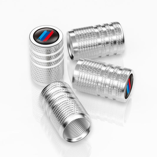 Tapa de válvula decorativa para rueda de coche de aleación de aluminio con diseño tricolor a cuadros, en negro, plateado y rojo.