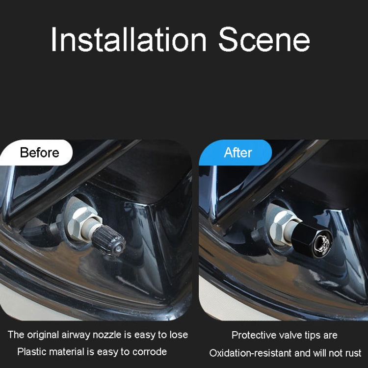 4pcs /Set Skeleton Metal Tire Valve Caps Automobile Modification Universal Valve Core Cover