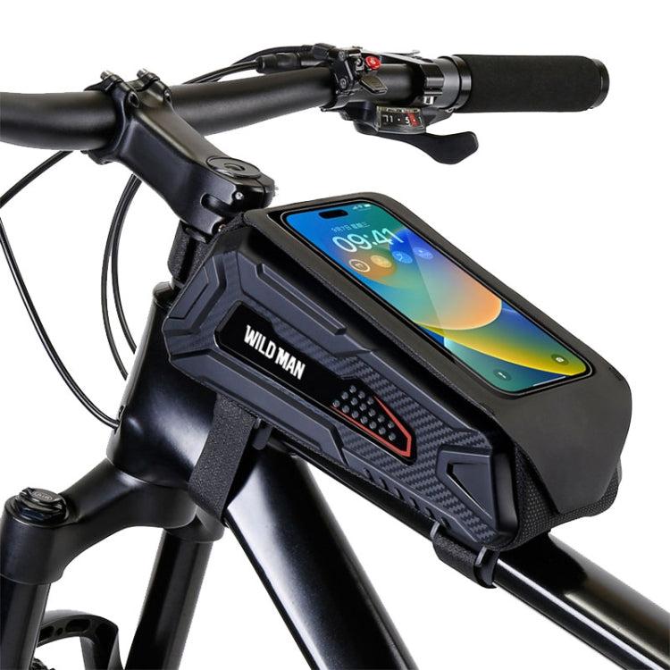 WILD MAN M90 EVA Hard Shell Mountain Bike Mobile Phone Touch Screen Waterproof Front Beam Bag, M90 (Black Gray), M90 (Black Red)