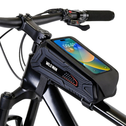 WILD MAN M90 EVA Hard Shell Mountain Bike Mobile Phone Touch Screen Waterproof Front Beam Bag, M90 (Black Gray), M90 (Black Red)