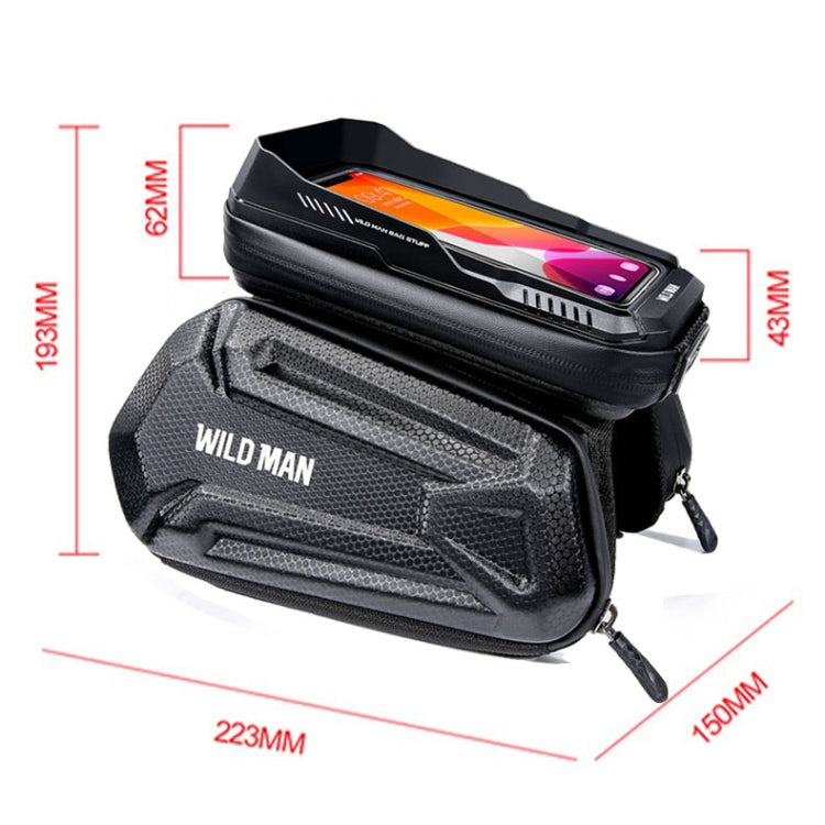 WILD MAN XT6 1,2L Mountainbike EVA-Hartschale wasserdichte Telefontasche mit Touchscreen für Oberrohr, XT6 (Solar), XT6 (Twill)