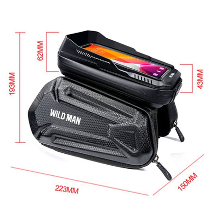WILD MAN XT6 1,2L Mountainbike EVA-Hartschale wasserdichte Telefontasche mit Touchscreen für Oberrohr, XT6 (Solar), XT6 (Twill)
