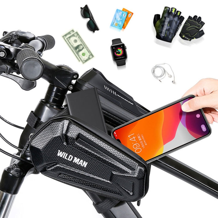 WILD MAN XT6 1,2L Mountainbike EVA-Hartschale wasserdichte Telefontasche mit Touchscreen für Oberrohr, XT6 (Solar), XT6 (Twill)