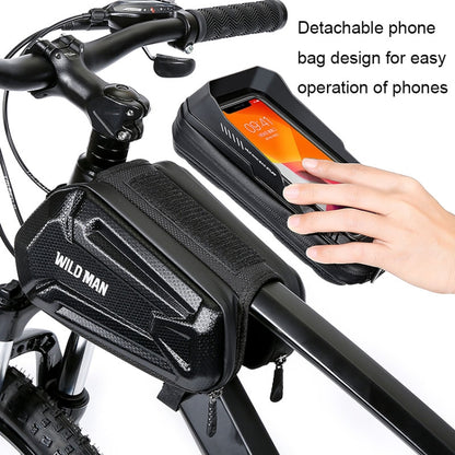 WILD MAN XT6 1,2L Mountainbike EVA-Hartschale wasserdichte Telefontasche mit Touchscreen für Oberrohr, XT6 (Solar), XT6 (Twill)