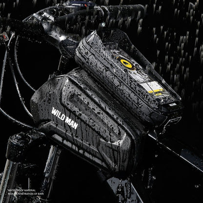 WILD MAN XT6 1,2L Mountainbike EVA-Hartschale wasserdichte Telefontasche mit Touchscreen für Oberrohr, XT6 (Solar), XT6 (Twill)
