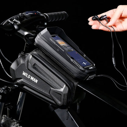 WILD MAN XT6 1,2L Mountainbike EVA-Hartschale wasserdichte Telefontasche mit Touchscreen für Oberrohr, XT6 (Solar), XT6 (Twill)