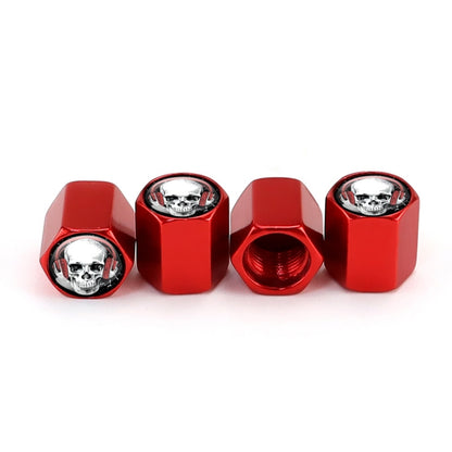 4pcs /Set Headset Skeleton Metal Tire Valve Caps Automobile Universal Modified Valve Covers, Headset Skeleton